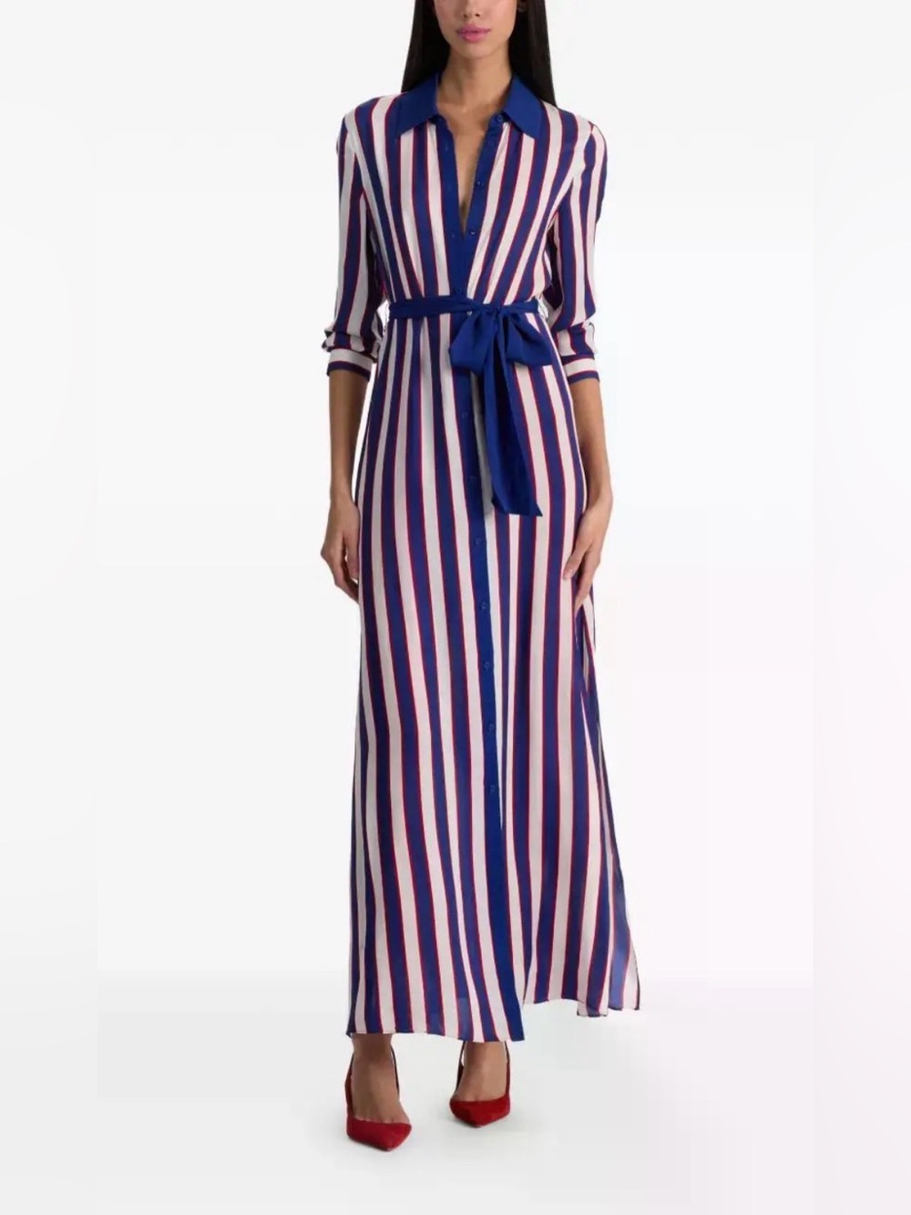 Alice + Olivia Chassidy striped-pattern shirt dress twilight blue Sz XS new $595 - Picture 5 of 10
